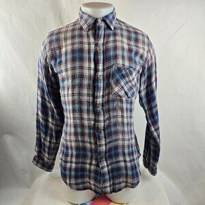 Current Elliott Shirt Mens 1 Small Blue Red Plaid Button Up Prep School Undertow